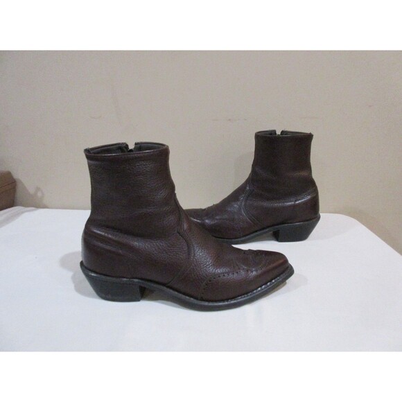 Abilene Western Dress Boots Women Sz 9 Brown Side Zip Leather - Picture 3 of 12